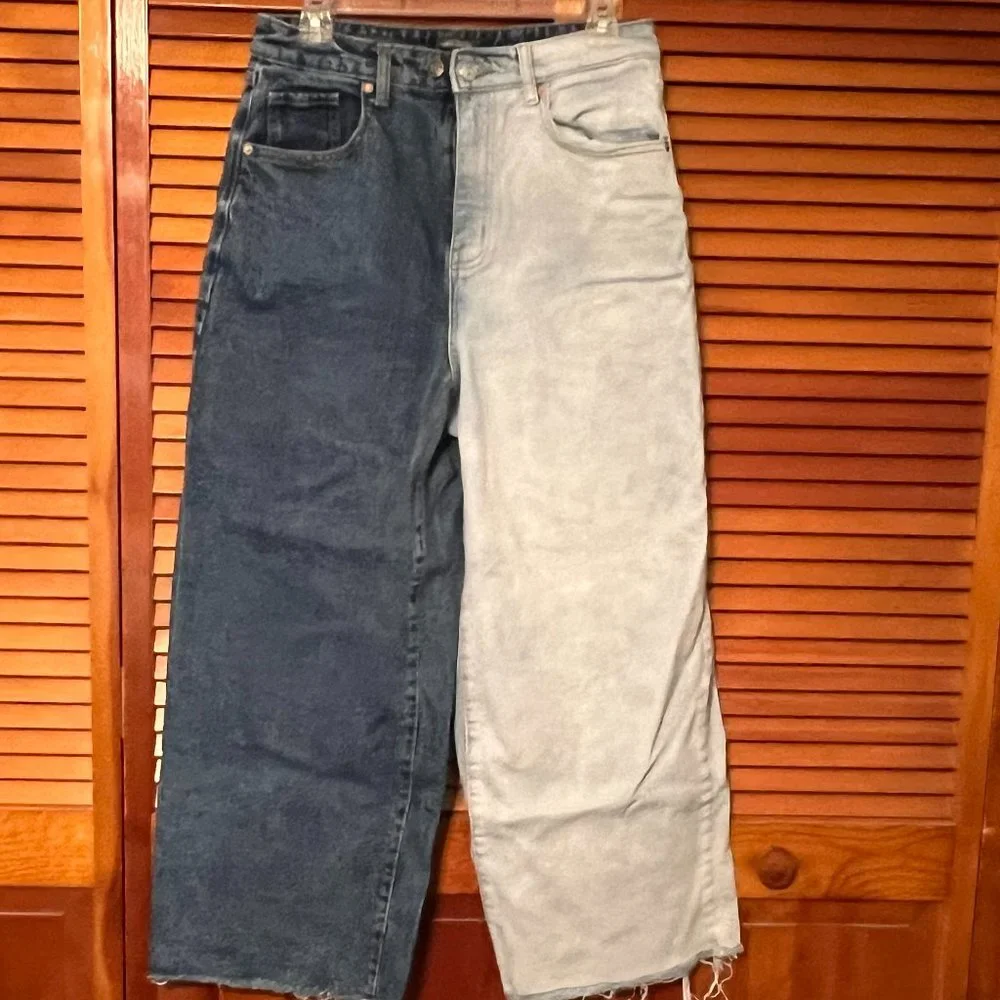 Wild Fable Two Tone High Rise Wide Leg Jean, Above Ankle Length, S-8/29R - Picture 2 of 6